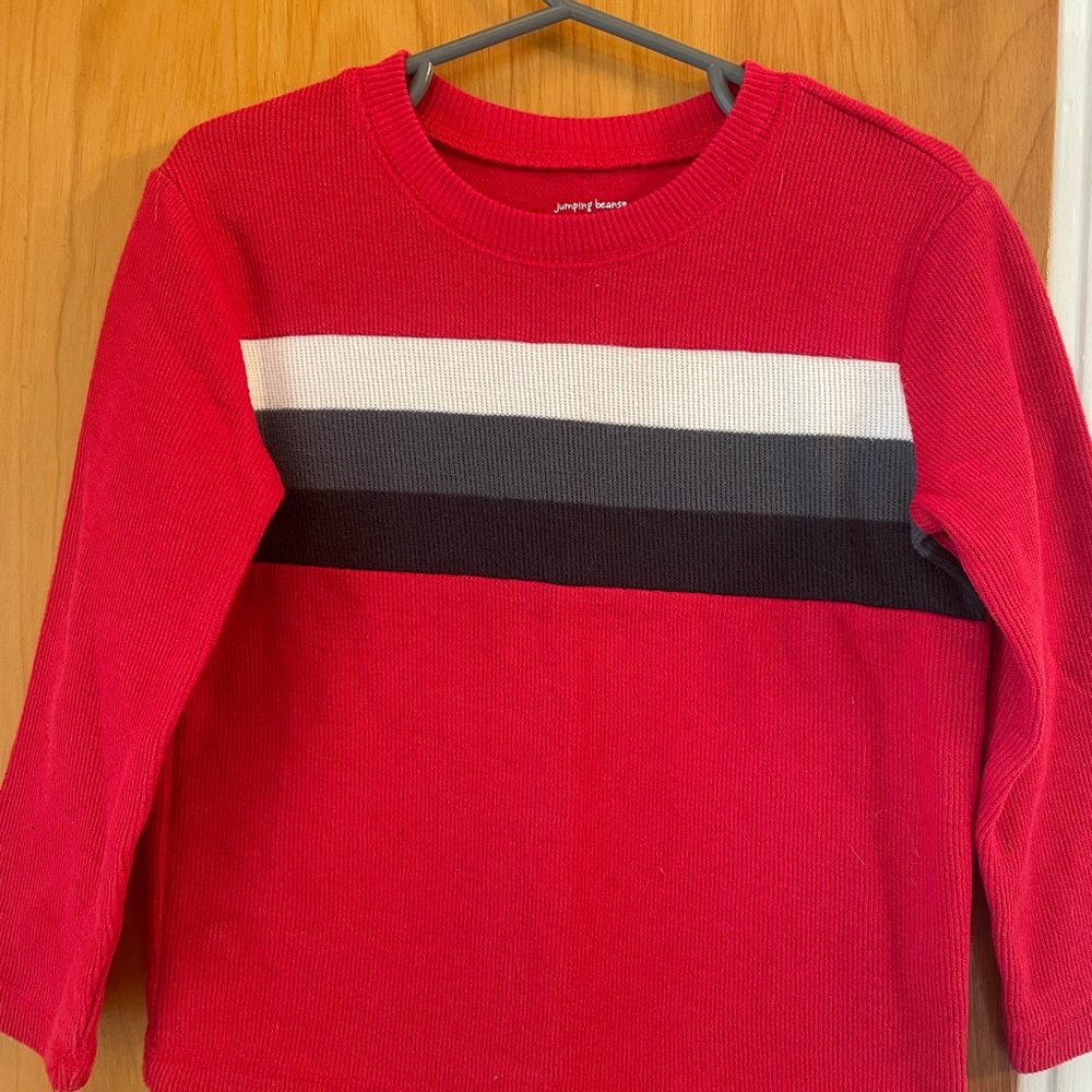 3T Boy Jumping Beans Red Sweater with Black and Stripes White